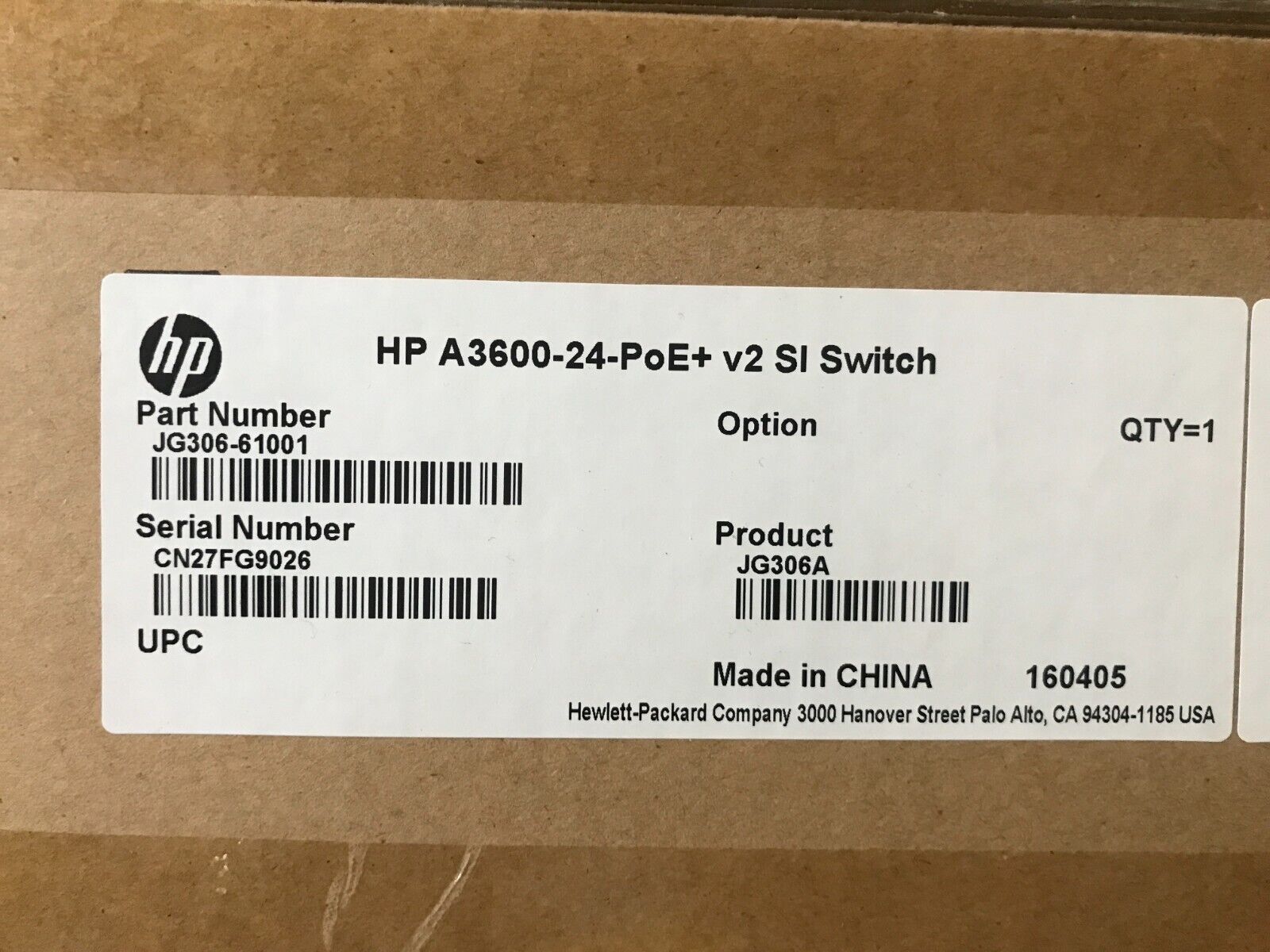 HP JG306A 3600-24-POE+