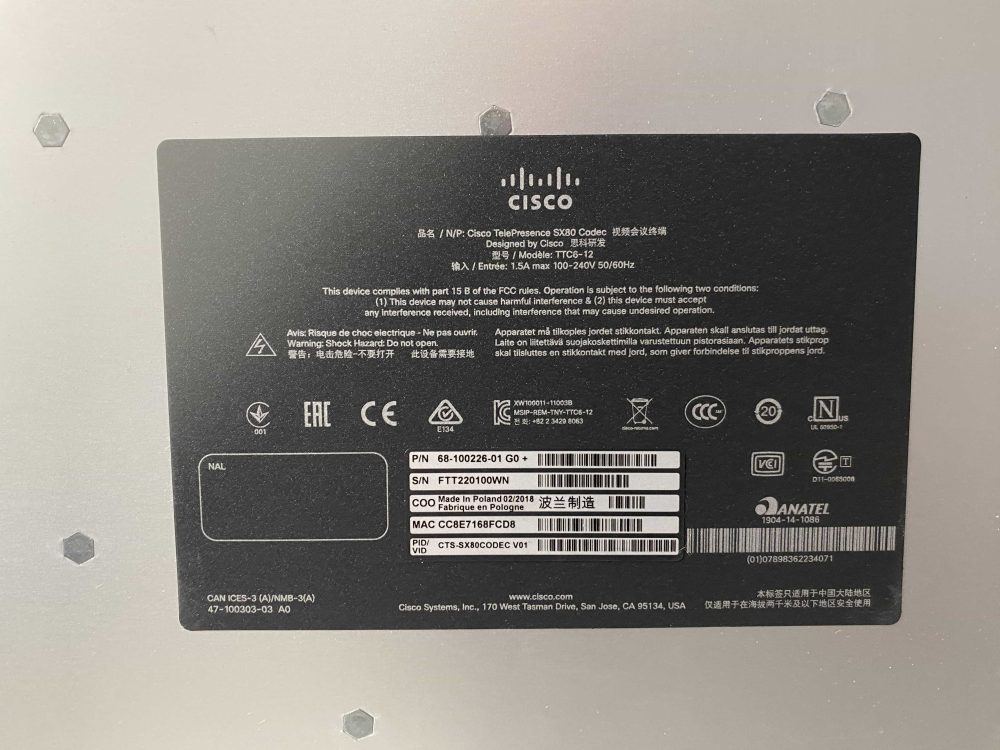 Cisco TelePresence SX80-Codec